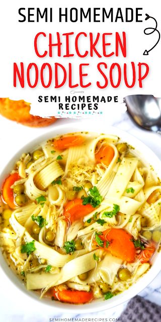 Need a fast and easy home cooked meal using pantry ingredients? Have no fear, 30 Minute Pantry Chicken Noodle Soup is here! Savory Fall Recipes, Easy Home Cooked Meals, Homemade Chicken Soup, Homemade Chicken Noodle, Roasted Garlic Chicken, Roasted Chicken Thighs, Cooked Meal, Semi Homemade, Chicken Noodle Soup Homemade