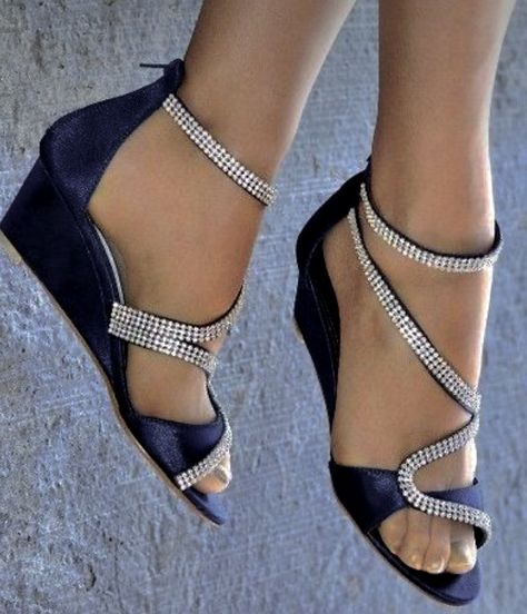 Gail Steven Blue Wedding Shoes Low Heel, Prince Fashion, Trendy Wedding Shoes, Pretty Frocks, Mom Dresses, Blue Wedge Sandals, Wedge Wedding Shoes, Wedding Shoes Low Heel, Ivory Wedding Shoes