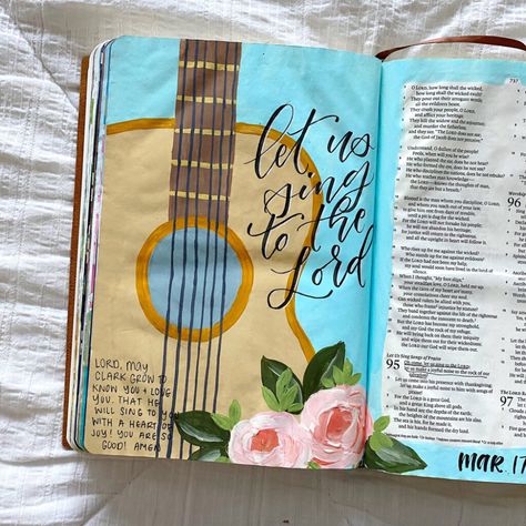 Psalms Flip Through! All Acrylic- Interleaved Bible - Scribbling Grace Interleaved Bible, Psalm 13, Kuretake Gansai Tambi, Tombow Fudenosuke, Male Teacher, Do It Again, Brush Calligraphy, Watercolor Rose, Music Is