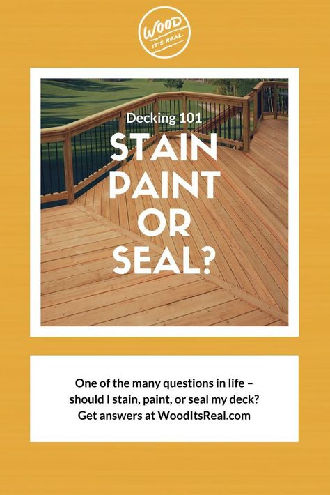 One of the many questions in life – should I stain or paint or seal my deck? Get the answer at Wood. It's Real. Sealing Wood, Wood Cooler, Deck Sealing, Porch Bed, Porch Swing Bed, Floating Deck, Handyman Projects, Building A Porch, Southern Yellow Pine