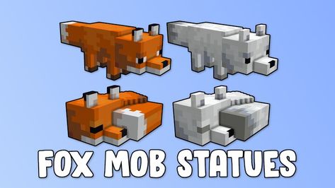 Fox Mob Statues Minecraft Map Minecraft Mob Statues, Fox Statue Minecraft, Minecraft Fox Statue, Minecraft Fox House, Statues Minecraft, Minecraft Mountain Base, Minecraft Reference, Fox Standing, Building Minecraft