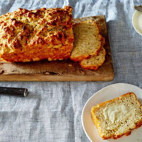 Garlic, Parmesan, and Herb Beer Bread recipe on Food52 Herb Beer Bread, Goose Island Beer, Beer Bread Recipe, Beer Bread, Loaf Of Bread, Easy Cheesy, Beer Recipes, Garlic Parmesan, White Flour