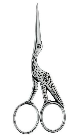 Otgw Scissors, Embroidery Scissors Drawing, Embroidery Scissors Tattoo, Stork Embroidery Scissors Tattoo, Antique Scissors Drawing, Scissors Drawing, Stork Embroidery, Bird Scissors, Crane Scissors