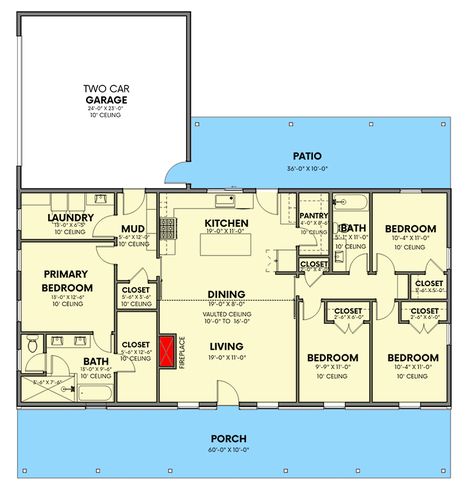 4-Bed Country Craftsman Ranch House Plan with Home Office and Walk-in Pantry - 1800 Sq. Ft. - 380018ASH | Architectural Designs - House Plans 4 Bed 2 Bath Ranch Floor Plans, 2000 Sq Ft Rectangular House Plans, Earthberm Homes Plans, 2 000 Sq Ft House Plans Open Floor Ranch, 1700 Sq Ft House Plans 4 Bedroom, Floor Plans With Walk In Pantry, 4 Bed 2 Bath House Plans, Rectangle House Plans 4 Bedroom, 40 X 60 House Plans