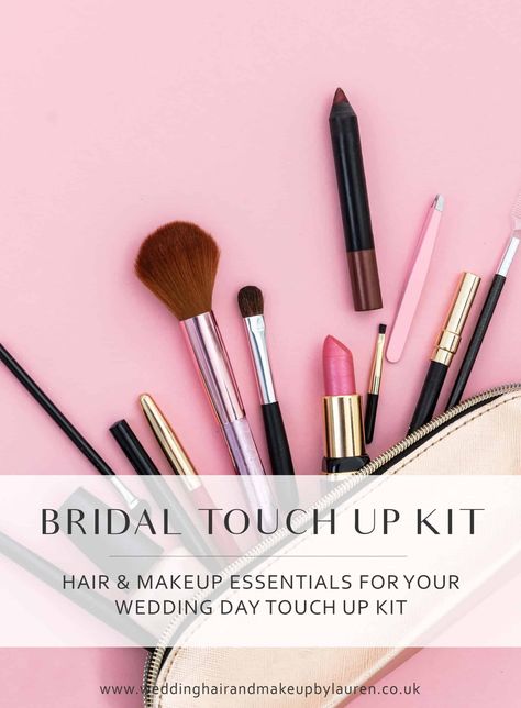 Bridal Makeup Touch Up Kit, Makeup Touch Up Kit, Romantic Wedding Hairstyles, Diy Bridal Makeup, Romantic Updos, Makeup Kit Essentials, Make Eyes Pop, Hair Care Kit, Tiny Hair