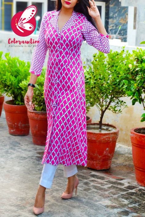 White And Black Kurti Design, Ikkat Cotton Kurti Designs Latest, Latest Kurti Designs Pattern With Pants, Straight Kurti Designs Cotton, Straight Kurti Designs Latest, Kurti Set Designs Latest, High Neck Kurti Design, White Cotton Kurti, Straight Kurti Designs