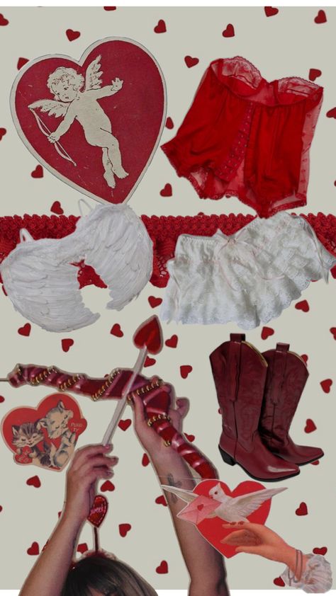 Love Letter Halloween Costume, Cupid Outfit Aesthetic, Slay Halloween Costumes, Cupid Outfit, Heart Boots, Red Costume, Halloween Custom, Halloween Costume Outfits, Photoshoot Concept