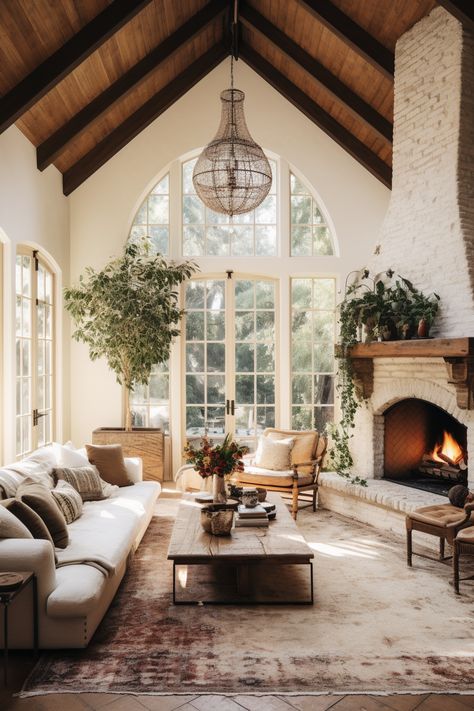 30 Cozy French Cottage Living Room Decor Ideas New England Home Interior Aesthetic, French Country Style Decor, Spanish Cottage Living Room, English Countryside Cottage Interior, Luxury Cottage Interior, City House Interior, Home Styles Types Of Interior, Spanish Fireplace, Modern Victorian Living Room