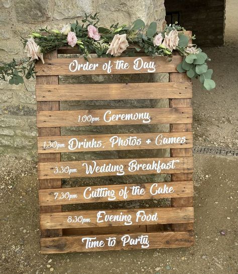 Skid Wedding Sign, Palette Order Of The Day, Rustic Glam Wedding, Western Themed Wedding, Wedding Moodboard, Rustic Wedding Diy, Country Chic Wedding, Rustic Glam, Order Of The Day