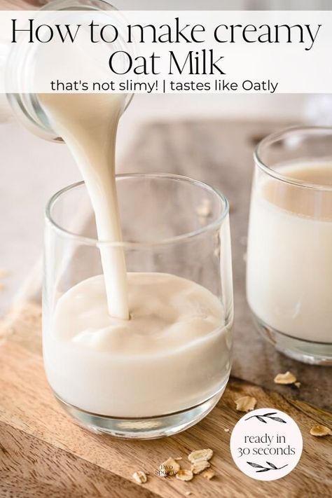 How to Make Oat Milk | Like Oatly. Creamy and smooth, not slimy! Healthy Milk Recipes, Make Oat Milk, Baked Potato Wedges Recipe, Homemade Oat Milk, Milk Substitute, Oat Milk Recipe, How To Make Oats, Dairy Free Alternatives, Nut Milk Bag