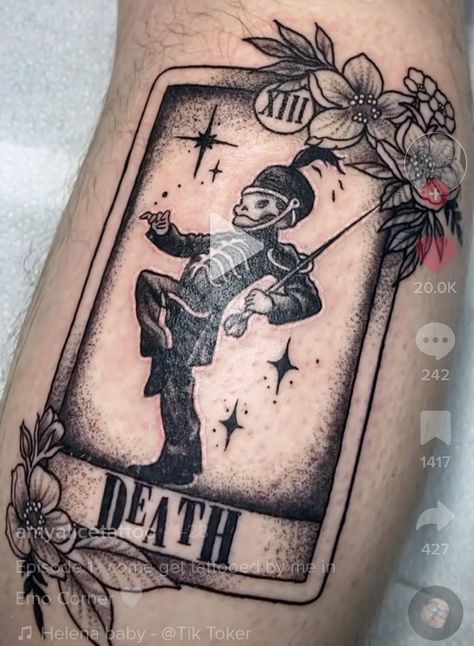 Jack And Sally Tarot Card Tattoo, Mcr Tarot Cards, Matching Tarot Card Tattoo, Black Parade Tattoo, Mayday Parade Tattoo, My Chemical Romance Tattoo, Pierce The Veil Tattoos, Mcr Tattoo, Body Doodles