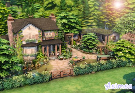 Sims 4 Small Farm, Sims 4 2 Bedroom House, The Sims 4 Backyard Ideas, Sims 4 Cc Nature, Sims Backyard Ideas, Cottage Sims 4, Sim4 House, Family Home Sims 4, Sims 4 Farm