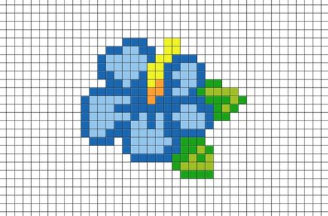 Pixel Art Hibiscus, Bead Templates Pixel Art, Pixel Art Pattern Stitch, Hibiscus Flower Pixel Art, 20 By 20 Pixel Art, Pixel Hibiscus, Picsel Art Easy Cute, Pixel Art Ideas Cute Mini, Very Small Pixel Art