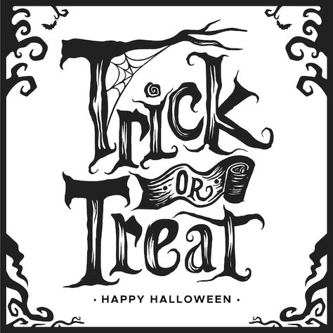 Trick Or Treat Lettering, Happy Halloween Font, Free Cricut Images, White And Black Design, Spooky Font, Handwriting Logo, Halloween Text, Halloween Writing, Sign Fonts