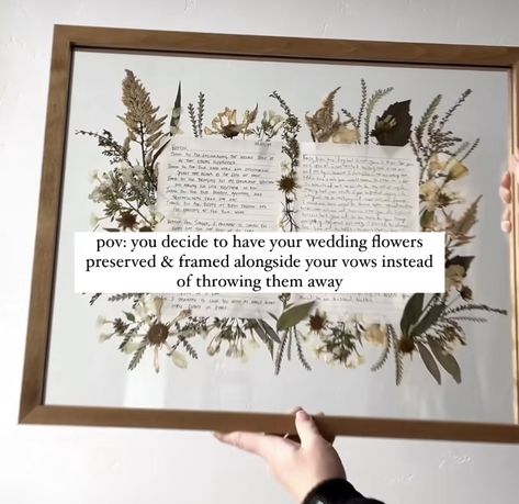 Framed Vows, House Things, Flower Wall Art, Flower Frame, Pressed Flowers, Random Things, Elopement, Framed Wall Art, Our Wedding