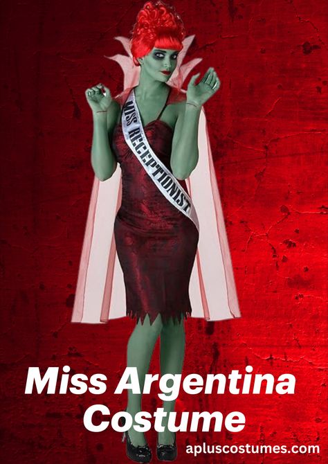 Miss Argentina Beetlejuice Costume Miss Argentina Costume, Miss Argentina Beetlejuice, Beetlejuice Costume, Spooky Ideas, Clever Halloween, Beetlejuice Halloween, Plus Size Halloween Costume, Hallowen Costume, Plus Size Halloween