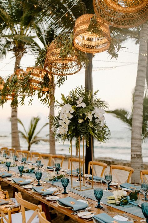 Destination Wedding Reception Decor, Mexico Beach Weddings, Intimate Beach Wedding, Tropical Wedding Theme, Beach Wedding Decor, Tropical Wedding Decor, Destination Wedding Decor, Dream Beach Wedding, Beachy Wedding