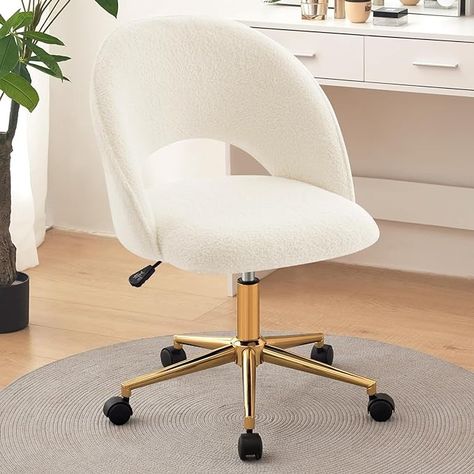 Amazon.com: Furniliving Velvet Home Office Chair, Height Adjustable Swivel Vanity Chair with Wheels, Upholstered Desk Task Makeup Chair Computer Chair with Gold Metal Base Stool Chairs (Black) : Home & Kitchen Vanity Chair Aesthetic, Girls Desk Chair, Desk For Girls Room, Spinning Chair, Girls Vanity, Teenage Girl Room, Dressing Chair, Girl Desk, Black Home Office