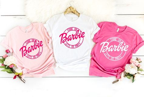 Come on Barbie Lets Go Party Shirt Barbie Birthday | Etsy Girls Barbie Birthday Party, Barbie Bachelorette, It's My Birthday Shirt, Barbie Party Decorations, Barbie Birthday Party, Barbie Theme, Shirts Cute, Bridesmaid Shirts, Bridal Party Shirts