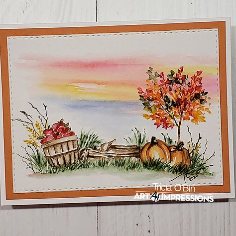 Fall in New England | Watercolor Weekend | Art Impressions Art Impressions Watercolor Cards, Water Color Markers, Watercolor Stamps, Art Impressions Cards, Art Impressions Stamps, Watercolor Video, New England Fall, Watercolour Inspiration, Fall Watercolor