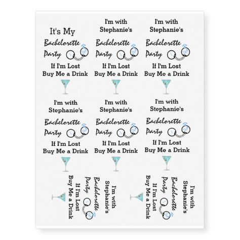 Bachelorette Hens Party Favors Temporary Tattoos Cheap Bachelorette Party, Bachelorette Temporary Tattoos, Wedding Temporary Tattoos, Blue Martini, Martinis Drinks, Hen Party Favours, Bachelorette Favors, Hens Party, Best Wedding Favors