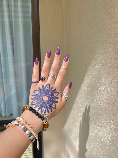 aesthetic nails acrylics purple rings bracelets jewelry henna Purple Henna, Aesthetic Nails, Purple Rings, Rings Bracelets, Bracelets Jewelry, Ring Bracelet, Henna, Acrylic Nails, Nails