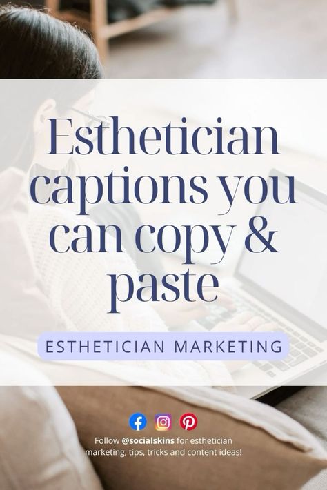 Esthetician Instagram marketing.#InstagramTemplates #PinterestInspiration #SocialMediaDesign #CreativeIdeas #VisualContent Captions For Estheticians, Facial Captions Instagram, Skin Care Captions Instagram, Esthetician Captions For Instagram, Esthetician Captions, Esthetics Room Decor, Esthetician Humor, Esthetician Content, Facial Esthetician