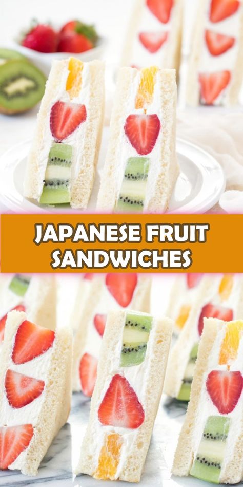 JAPANESE FRUIT SANDWICHES - Cook, Taste, Eat Japanese Milk Bread Sandwich, Japanese Fruit Sandwiches, Japanese Fruit Sandwich Recipe, Fruit Sandwiches, Japanese Fruit, Japenese Food, Japanese Bakery, Tea Party Sandwiches, Tea Sandwiches Recipes