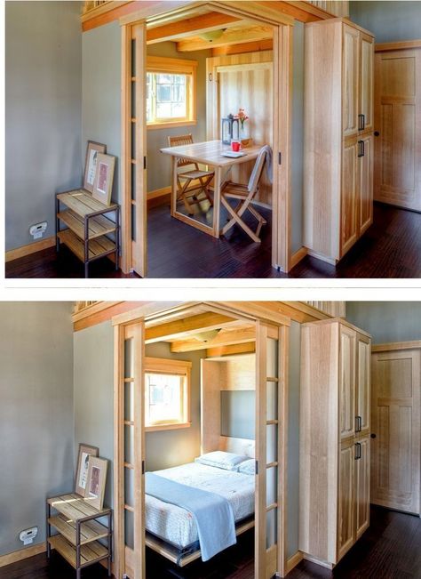 Design Casa Piccola, Tiny House Swoon, Murphy Bed Plans, Tiny House Layout, Tiny Spaces, Tiny House Interior, Tiny House Living, Camping Ideas, Tiny House Plans