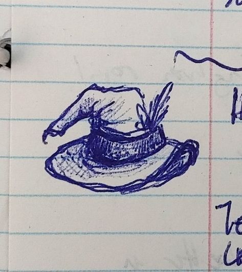 Ball Point Pen Art Doodles, Witch Hat Sketch, Witch Hat Drawing Reference, Witch Hat Doodle, Drawing With Ball Pen, Ball Point Pen Sketches, Simple Pen Sketches, Witches Hat Doodle, Sketch Classroom