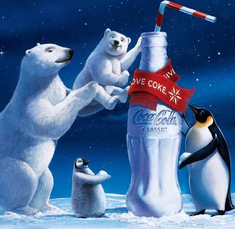 Christmas Bears Coca Cola Poster, Cocoa Cola, Coca Cola Bear, Coca Cola Santa, Coca Cola Polar Bear, Coca Cola Christmas, Penguins And Polar Bears, Always Coca Cola, Coca Cola Ad