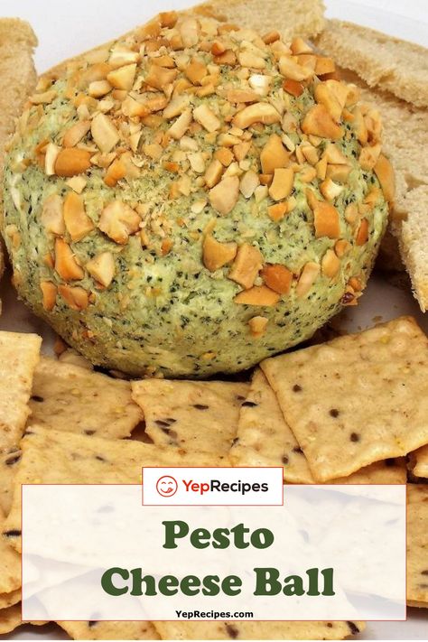 Three Cheese Pesto Cheese Ball Pesto Cheese Ball, Cheeseball Recipes, Mozzarella Balls Recipe, Cream Cheese Balls Recipe, Cheese Ball Recipes Easy, Mediterranean Recipes Healthy, Cream Cheese Ball, Pesto Cheese, Basil Pesto Recipes