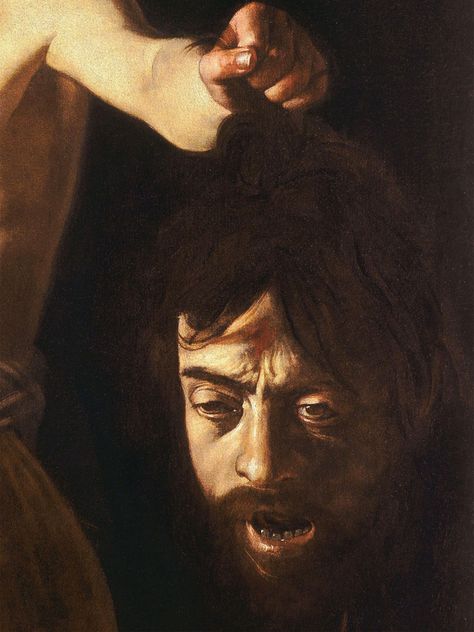 Analisi e storia di una celebre opera di Caravaggio: il quadro "Davide con la testa di Golia", dipinto nel 1609. Golia ha le fattezze di Caravaggio stesso. Michelangelo Caravaggio, Caravaggio Paintings, Michael Angelo, Baroque Painting, Baroque Art, Italian Painters, John The Baptist, Caravaggio, Italian Artist