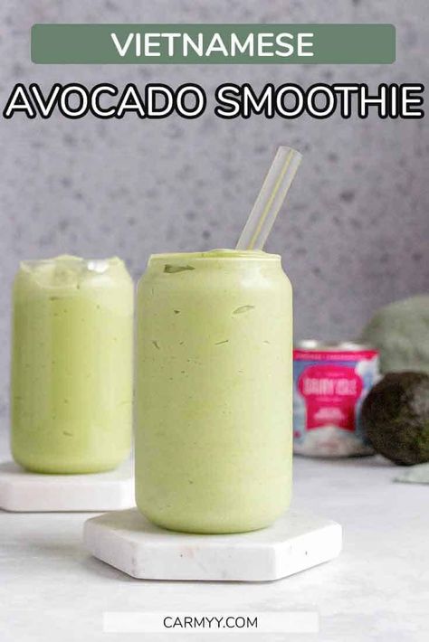 Avocado Protein Smoothie, Vietnamese Avocado Smoothie, Avacodo Smoothie, Avocado Smoothie Recipes, Avocado Drink, Blueberry Avocado Smoothie, Avocado Milkshake, Boba Smoothie, Avocado Shake