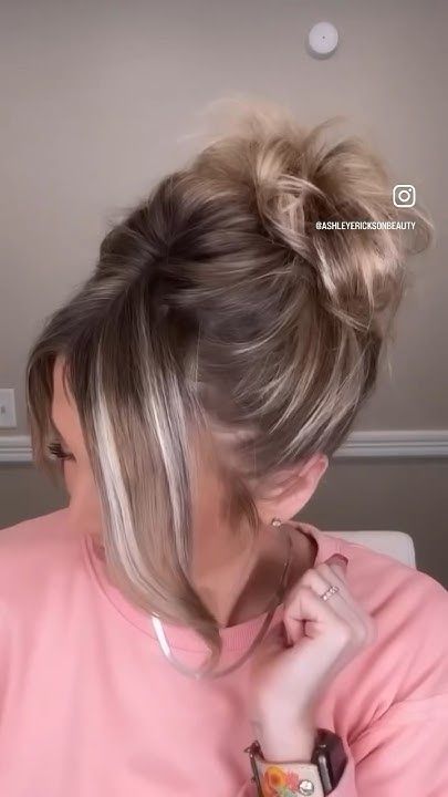 Messy Bun Without Bobby Pins, Messy Bun For Short Fine Hair, Easy Cute Messy Bun, Messy Bun For Fine Hair Tutorial, High Messy Bun For Short Hair, Messy Bun Layered Hair, Second Day Hairstyles Fine Hair, Up Dos For Thinning Hair, Messy Bun Fine Hair