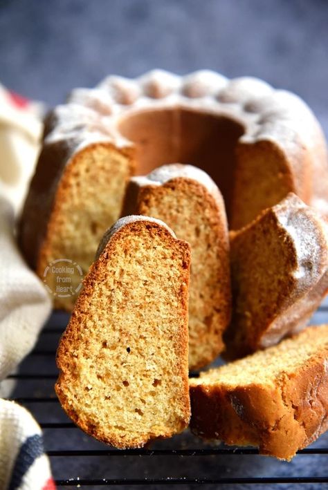 Eggless Vanilla Pound Cake | Vanilla Pound Cake with Condensed Milk Easy Eggless Cake Recipe, Eggless Biscotti, Eggless Biscotti Recipe, Cake With Condensed Milk, Vanilla Pound Cake Recipe, Eggless Cake Recipes, Vanilla Pound Cake, Condensed Milk Cake, Desserts Around The World