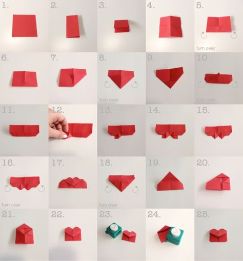 A guide on how to make origami heart bookmarks. Just to give you a hint.. It works A LOT better if you use Post-It notes! :) Birthday Note, Origami Bookmarks, Origami Star Box, Origami Ball, Origami Bookmark, Heart Bookmark, Origami For Beginners, Origami Fish, Origami Love