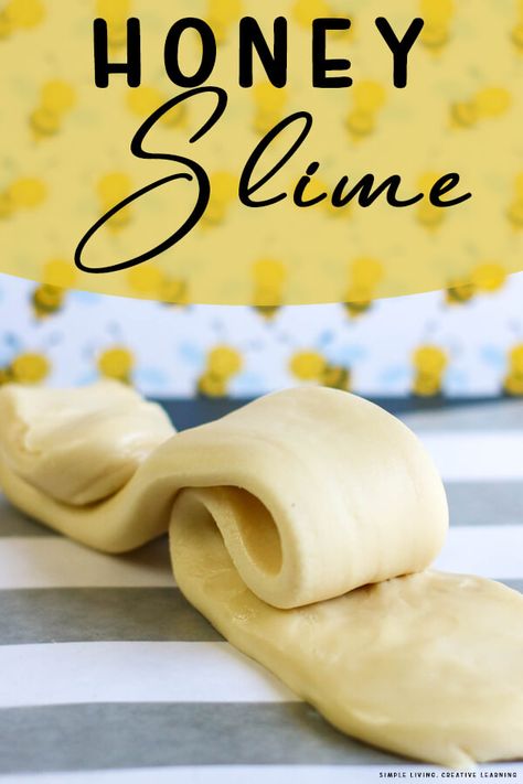 This honey slime is a lovely, smooth and fun slime which young children will love to explore with. Rosh Hashanah Crafts For Kids, Honey Crafts For Kids, Fake Honey, Honeybee Art, Edible Slime, Honey Lime, Teaching Toddlers, Slime Recipe, Rosh Hashanah