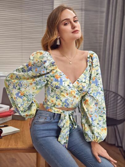 New Arrivals at SHEIN | Shop Women’s Dresses, Tops & Shoes ; Accessories | SHEIN Fancy Tops, Fashion Tops Blouse, Trendy Fashion Tops, Fashion Design Clothes, Girls Fashion Clothes, Lantern Sleeve, Teen Fashion Outfits, Trendy Tops, Trendy Dresses