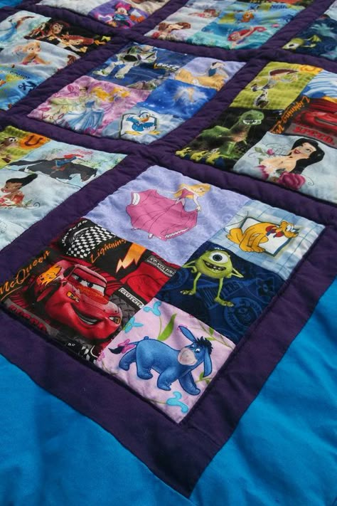 Disney Quilts, Disney Sewing, Disney Quilt, Baby Clothes Quilt, I Spy Quilt, Kids Quilts, Tshirt Quilt, Childrens Quilts, Baby Sewing Projects