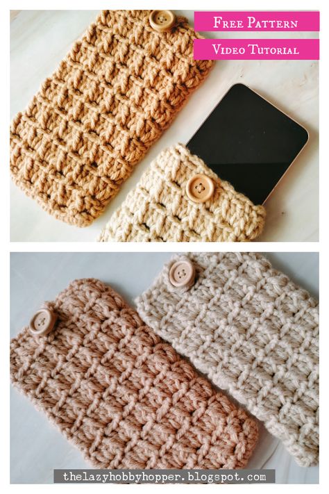 Mobile Phone Pouch Free Crochet Pattern and Video Tutorial Crochet Phone Case Pattern Free Iphone, Crochet Cellphone Pouch Free Pattern, Phone Crochet Bag, Crochet Cell Phone Holder Free Pattern, Crochet Phone Bag Free Pattern, Crochet Cellphone Pouch, Crochet Phone Case Pattern Free, Crochet Mobile Pouch, Crochet Phone Holder