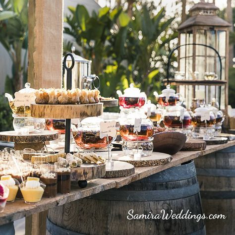 Samira Nosrati on Instagram: “@pacificpixelpro #rusticwedding #rustictea ##rusticteastation #teahouses #teabar #tea #weddingdecor #wedding #samiraweddings” Tea Bar Station Party, Tea Bar Wedding, Wellness Tourism, Coffee Biscuits, Tea Station, Bar Station, Wedding Tea, Tea Bar, Tea And Coffee