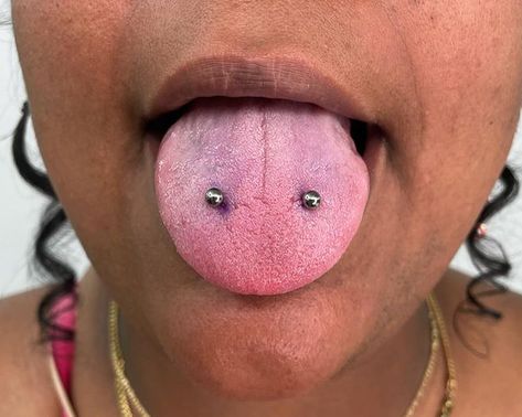 Jumping for joy with this frog eyes piercing! 🐸  Frog Eyes by @love2stab  Soho, Union Square, and Williamsburg  11AM-9PM 7 DAYS A/W🕘 WALK-INZ OR BOOK ONLINE..📕 TATTOOS & PIERCINGS, NO ATTITUDE, NO MISERABLE HOOPS TO JUMP THROUGH....🚫 WALK-INZ WELCOME OR BOOK ONLINE AT ⚔️livebytheswordtattoo.com⚔️ . . . . #nycpiercer #frogeyes #tonguepiercing #tonguepiercings #piercings Frog Bites Piercing, Frog Eyes Piercing Tongue, Frog Eye Piercing Tongue, Frog Eyes Piercing, Snake Eyes Tongue Piercing, Web Piercing, Dream Piercings, Snake Eyes Piercing, Frog Eyes