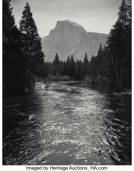 Ansel Adams Photos, Straight Photography, Valley River, Merced River, National Park California, Black And White Landscape, Silver Print, Yosemite Valley, Famous Photographers