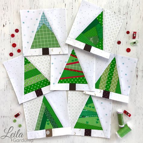 Scrappy Mountain Quilt Tutorial — Leila Gardunia Christmas Tree Quilt Block, Tree Quilt Block, Tree Quilt Pattern, Christmas Quilting Projects, Woodland Pattern, Christmas Quilt Blocks, Christmas Tree Quilt, Christmas Patchwork, Forest Pattern