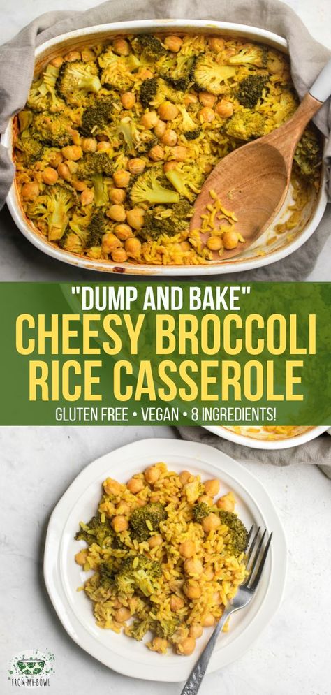 Healthy Tots, Baked Meals, Vegan Casseroles, Cheesy Broccoli Rice Casserole, Thanksgiving Casserole Recipes, Cheesy Broccoli Rice, Dump And Bake, Thanksgiving Casserole, Vegetarian Mains