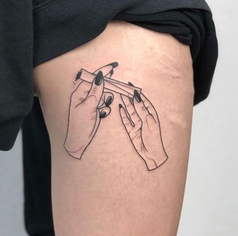 Weeds Tattoo Ideas, Smoker Tattoos For Women, Tattoos For Smokers, Cigeratte Tattoo, Joints Tattoo, Matching Tattoos For Stoners, Smoker Tattoos, Weeds Tattoo, Dr Tattoo