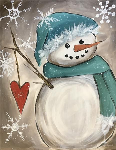 NEW ART! SNOWMAN LOVE! *ADD A DIY CANDLE - Wednesday, January 17, 2024 - Painting with a Twist Mason, OH Snowmen Paintings On Canvas, Engagement Painting, Snowman Rocks, Snowmen Paintings, Art 4th Grade, Canvas Painting Images, Painting Class Ideas, Painting With A Twist, Paint Party Ideas