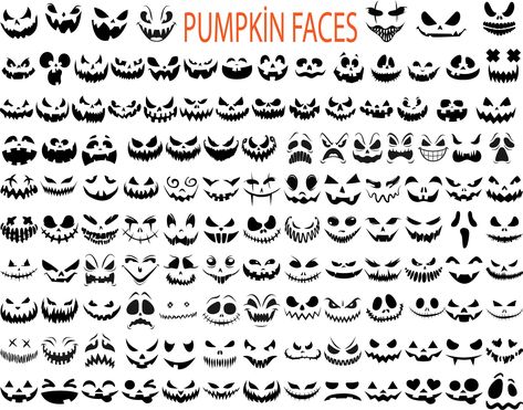 Punkin Carving Ideas Faces, Pumpkin Faces Ideas Cute, Pumpkin Faces Ideas, Pumpkin Face Templates, Pumpkin Mouth, Pumkin Ideas, Pumpkin Face Svg, Cute Pumpkin Faces, Pumpkin Eyes