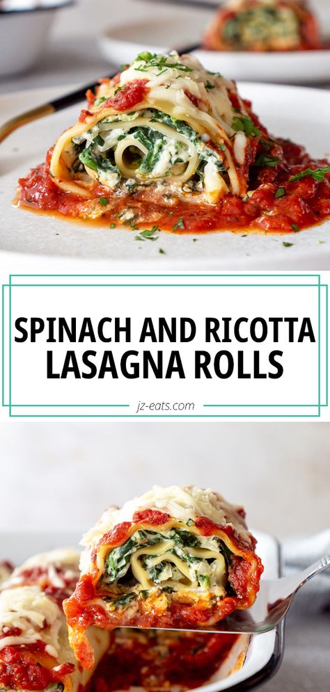 Veggie Lasagna Rolls, Elegant Luncheon Menu Ideas, Spinach Ricotta Lasagna, Lasange Recipe, Spinach Lasagna Roll Ups, Spinach And Ricotta Lasagne, Spinach And Ricotta Lasagna, Ricotta Lasagna, Spinach Ricotta Pasta